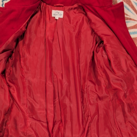 Women's Raspberry Colored Double-Breasted Coat - Picture 7 of 9